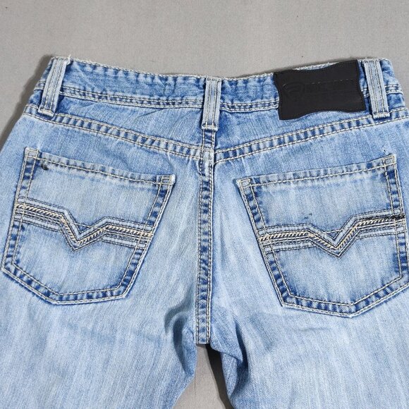 Rock & Roll Denim men's size 31X34 hard washed denim blue Pistol Straight jeans - Picture 4 of 16